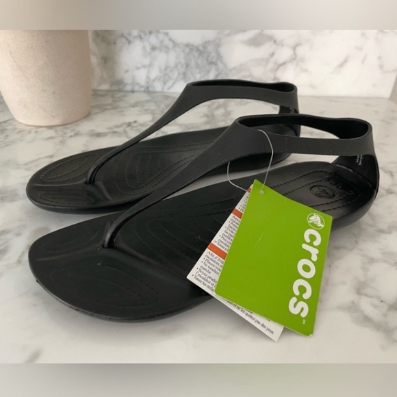 Crocs Sexi Serena Sandals Black New With Tags Beachy Resort Yacht - Picture 8 of 9